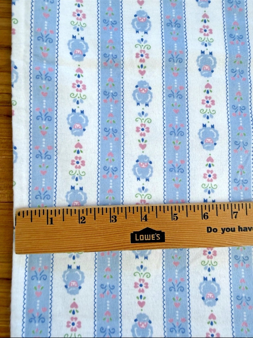 Vintage Cotton Flannel Sheep Stripe Folk Fabric 1 Yard + 12”  L x 46” W Blue